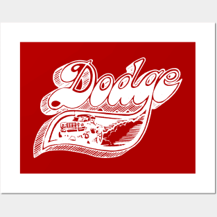 Vintage Dodge Pick-Up Art (White on Red) Posters and Art